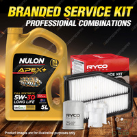 Ryco Oil Air Fuel Filter 5L APX5W30D1 Oil Service Kit for Honda Civic FN 2.0L