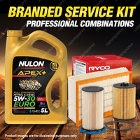 Ryco Oil Air Fuel Filter 5L APX5W30C3 Service Kit for Audi A3 8V 1.6L 2.0L TDI