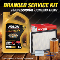 Ryco Oil Air Fuel Filter 5L APX5W30D1 Service Kit for Holden Berlina Calais VZ