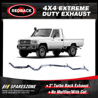 Redback 3" Exhaust No Muffler With Cat for Toyota Landcruiser VDJ79R 70TH TD