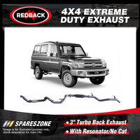 Redback 3" Exhaust With Resonator No Cat for Toyota Landcruiser VDJ78R 4.5L