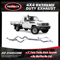 Redback 3" Exhaust No Muffler No Cat for Toyota Landcruiser VDJ79R TD 4.5L 07-On