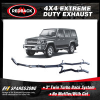 Redback 3" Exhaust No Muffler With Cat for Toyota Landcruiser VDJ76R 70TH