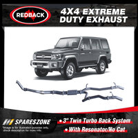 Redback 3" Exhaust With Resonator No Cat for Toyota Landcruiser VDJ76R 70TH