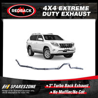 Redback 3" Exhaust No Muffler & Cat for Toyota Landcruiser Prado 120 150 Series