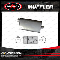 Redback Universal Muffler - 8" x 5" Oval 10" Long 1 1/2" Offset/Centre Triflow