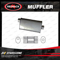 Redback Universal Muffler - 8" x 5" Oval 22" Long 2" Offset/Centre Turbo Flow