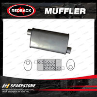 Redback Universal Muffler - 10" x 4" Oval 16" Long 2 1/4" Offset/Offset Triflow