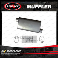 Redback Universal Muffler - 8" x 4" Oval 12" Long 2" Inlet Offset/Offset Triflow