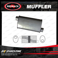 Redback Universal Muffler - 8" x 4" Oval 14" Long 2 1/4" Offset/Offset Chambered