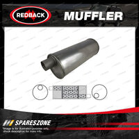 Redback Universal Muffler - 6" Round 16" Long 1 1/2" Offset/Offset Left Rotation