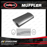 Redback Universal Muffler - 8" x 4" Oval 14" Long 2" O/C No Spigots Mega Power