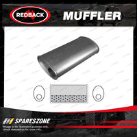 Redback Universal Muffler - 8" x 4" Oval 6" Long 2 1/4" O/O No Spigots