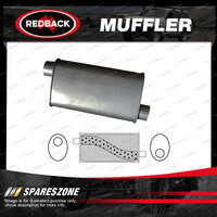 Redback Universal Muffler - 8" x 4" Oval 14" Long 2.5" O/O With Spigots