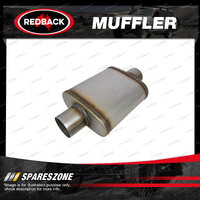 Redback Universal Muffler - 8" x 5" Oval 14" L 3 1/2" C/C Stainless Unpolished