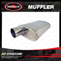 Redback Sports Muffler - 9x4" STR 14" Offset/Centre 3 Spigots 304 Grade Polished