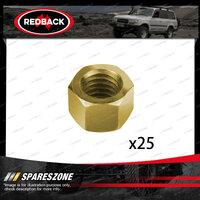 25 x Redback Brass Nuts Thread 7/16" UNC Hex 15.4mm Length 12mm for Ford Falcon