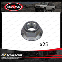 Redback Flanged Nuts - Thread M8 x 1.25 13mm Hex Standard Pack Size 25