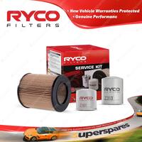 Ryco Oil Air Fuel Filter Service Kit for Mazda B2500 Bravo UFY0W 4cyl 2.5 Diesel