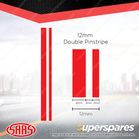 SAAS Double Pinstripe Line Car Tape Decals Stickers Red 12mm x 10 Metres