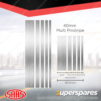 SAAS Multi Pinstripe Car Tape Decals Stickers Silver 40mm x 10 Metres