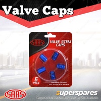 SAAS Tyre Valve Stem Caps Blue 2 Groove Wheel Tire Covers - in a Pack of 5