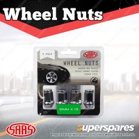 SAAS Wheel Nuts Flat Head Bulge 12 x 1.50 Chrome 35mm Length - in a Pack of 5