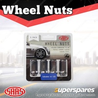 SAAS Wheel Nuts Flat Head Bulge 14 x 1.5 Chrome 45mm Length - in a Pack of 5