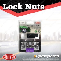 SAAS Lock Nuts Splined Drive Acorn Bulge 1/2 Inch - in a Pack of 4
