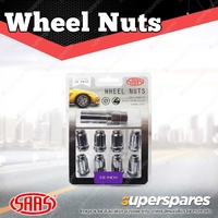SAAS Wheel Nuts Small Diameter 6 Spline 1/2 Inch with Spare Key Pack of 10