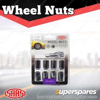 SAAS Wheel Nuts Small Diameter Int Hex 1/2 Inch with Spare Key Pack of 10
