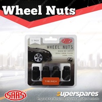 SAAS Wheel Nuts Acorn Taper 7/16 Inch Black Finish 35mm Length - in a Pack of 5