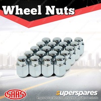 SAAS Wheel Nuts Acorn Taper 7/16 Inch Chrome Finish 35mm Length Pack of 20