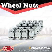 SAAS Wheel Nuts Flat Head Bulge 1/2 Inch Chrome Finish 35mm Length Pack of 20