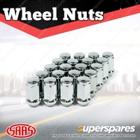 SAAS Wheel Nuts Flat Head Bulge 1/2 Inch Chrome Finish 40mm Length Pack of 20