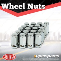 SAAS Wheel Nuts Flat Head Bulge 14x 1.5 Chrome Finish 45mm Length Pack of 20
