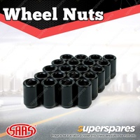 SAAS Wheel Nuts Internal Hex 1/2 Inch Black Finish 33mm Length Pack of 20