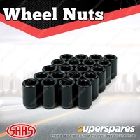 SAAS Wheel Nuts Internal Hex 12 X 1.25 Black Finish 33mm Length Pack of 20