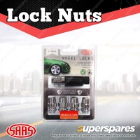 SAAS Lock Nuts Splined Acorn Bulge 12mm x 1.25 Chrome Finish - in a Pack of 5