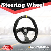 SAAS Steering Wheel 14 Inch Black Leather Finish Flat Bottom + Indicator