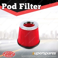 SAAS Pod Filter Red Urethane Chrome Top 76mm Neck Collar with Hose Clamps