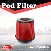 SAAS Pod Filter Red Urethane Carbon Top 76mm Neck Collar with Hose Clamps