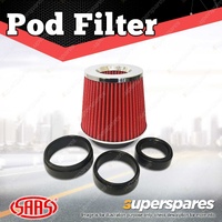 SAAS Pod Filter Red 60-76-89-100mm Multifit Neck Collar with Hose Clamps