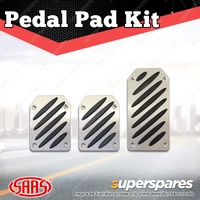 SAAS Pedal Pad Kit Black Aluminium Finish Slots Suits Automatic Transmission