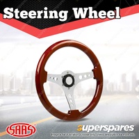 SAAS Steering Wheel 14 Inch Wood Logano Chrome Spoke with Standard Horn Button