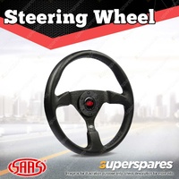 SAAS Steering Wheel 14 Inch Leather Director Black Spoke Shallow 25mm Dish