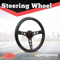 SAAS Steering Wheel 14 Inch Leatherette Retro Black Spoke Black Stit