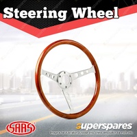 SAAS Steering Wheel 15 Inch Wood Classic Brushed Alloy Spokes With Holes