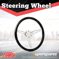SAAS Steering Wheel 15 Inch Poly Classic Brushed Alloy Slotted 50mm Dish