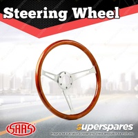 SAAS Steering Wheel 15 Inch Wood Classic Brushed Alloy Slotted 50mm Dish